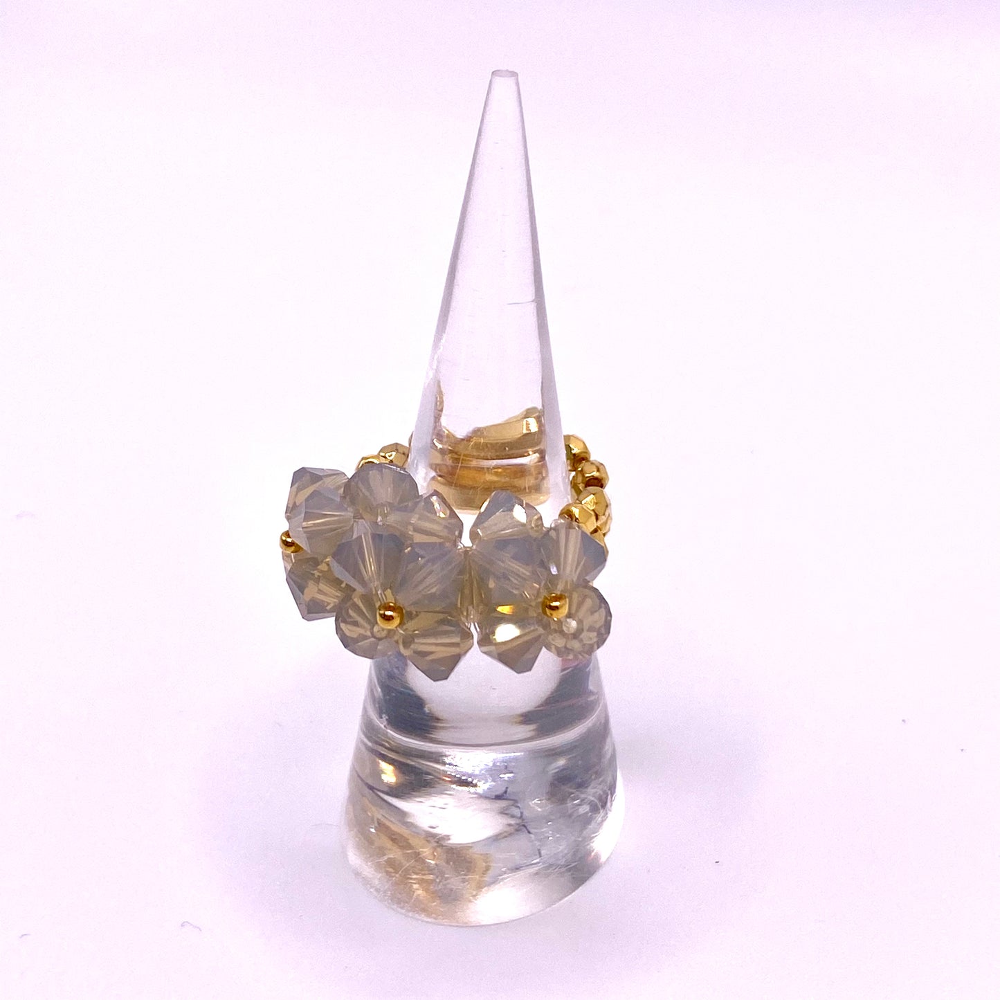Grey & Gold Flowers Ring
