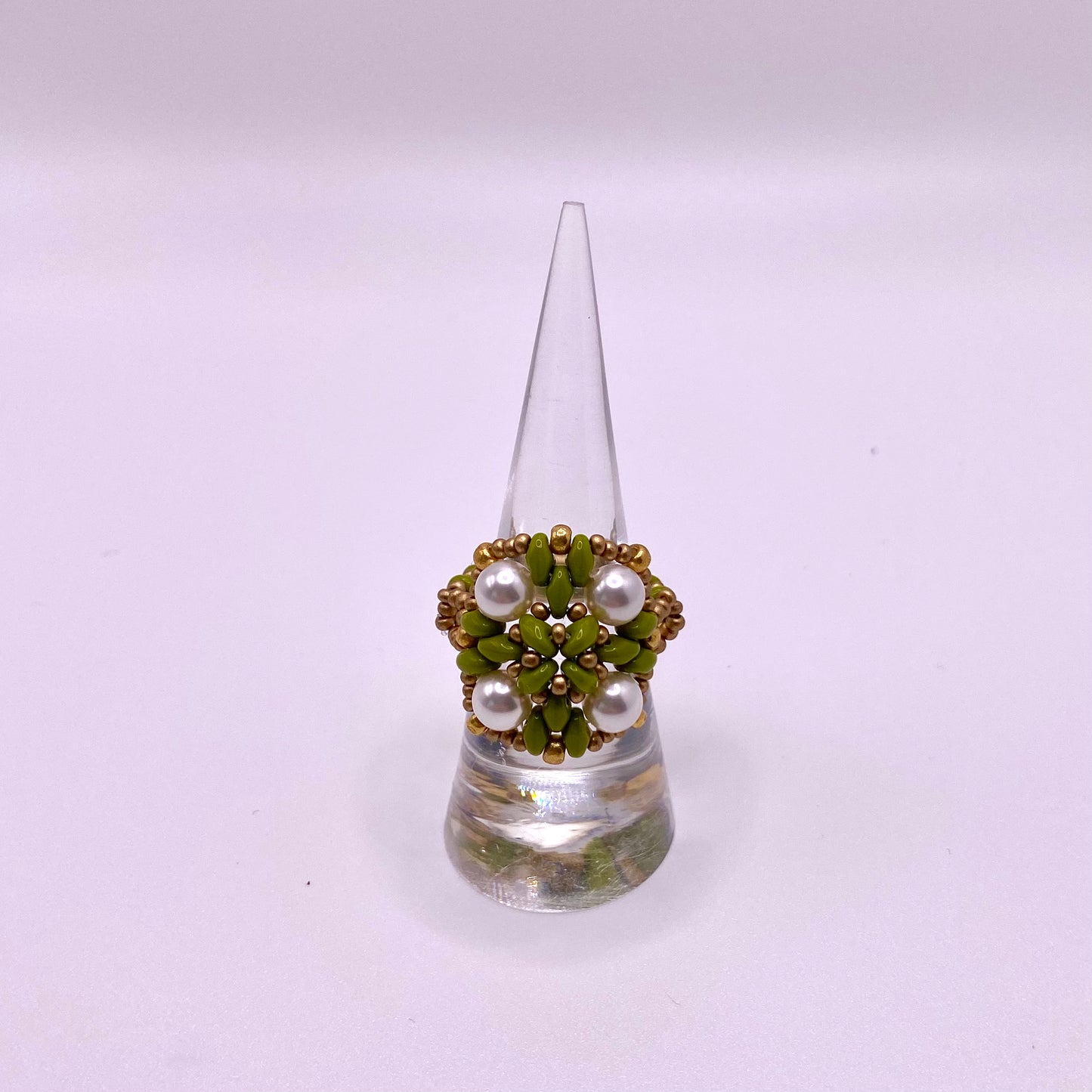 Green & Pearl Ring