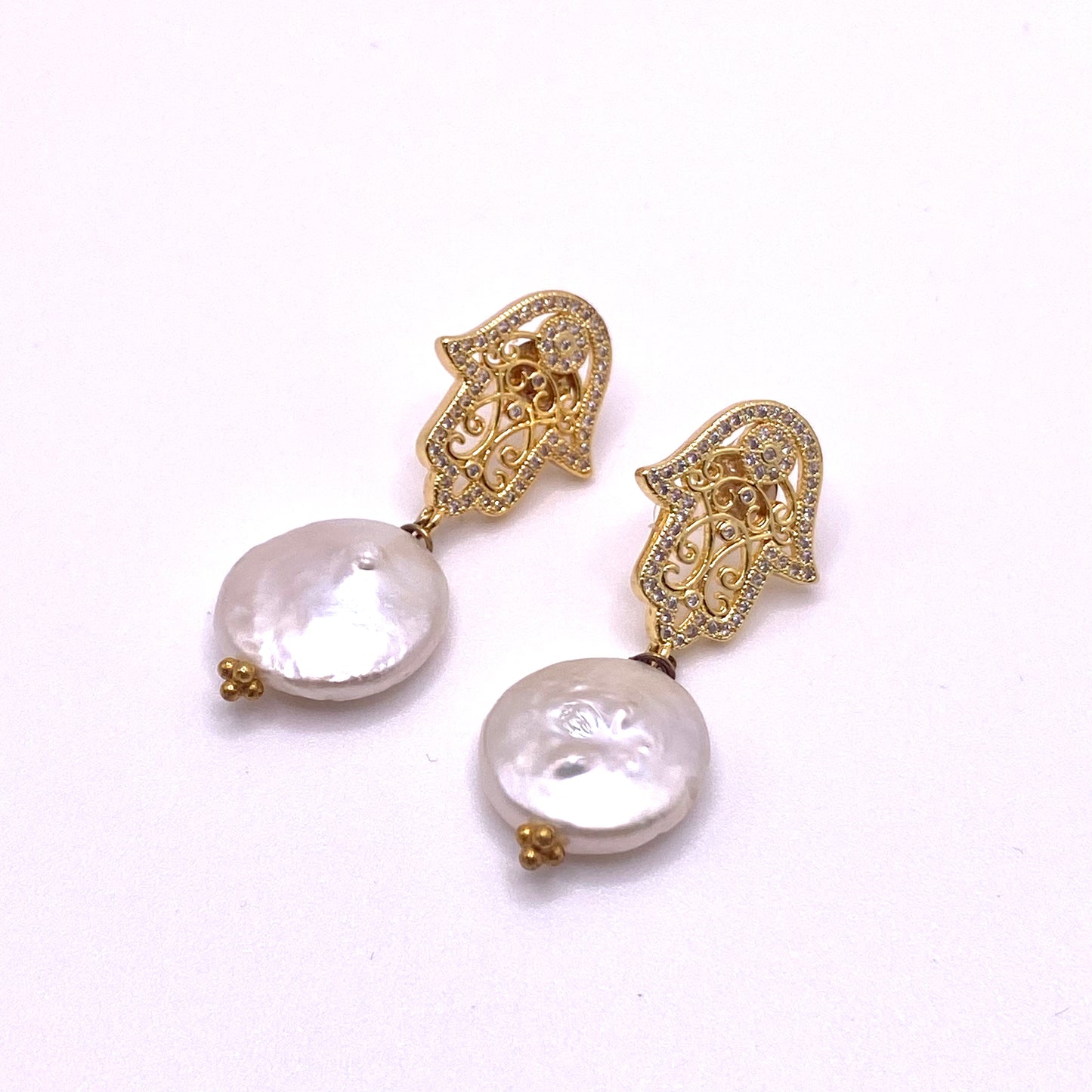 Pearl Gold Detail Drop Earrings