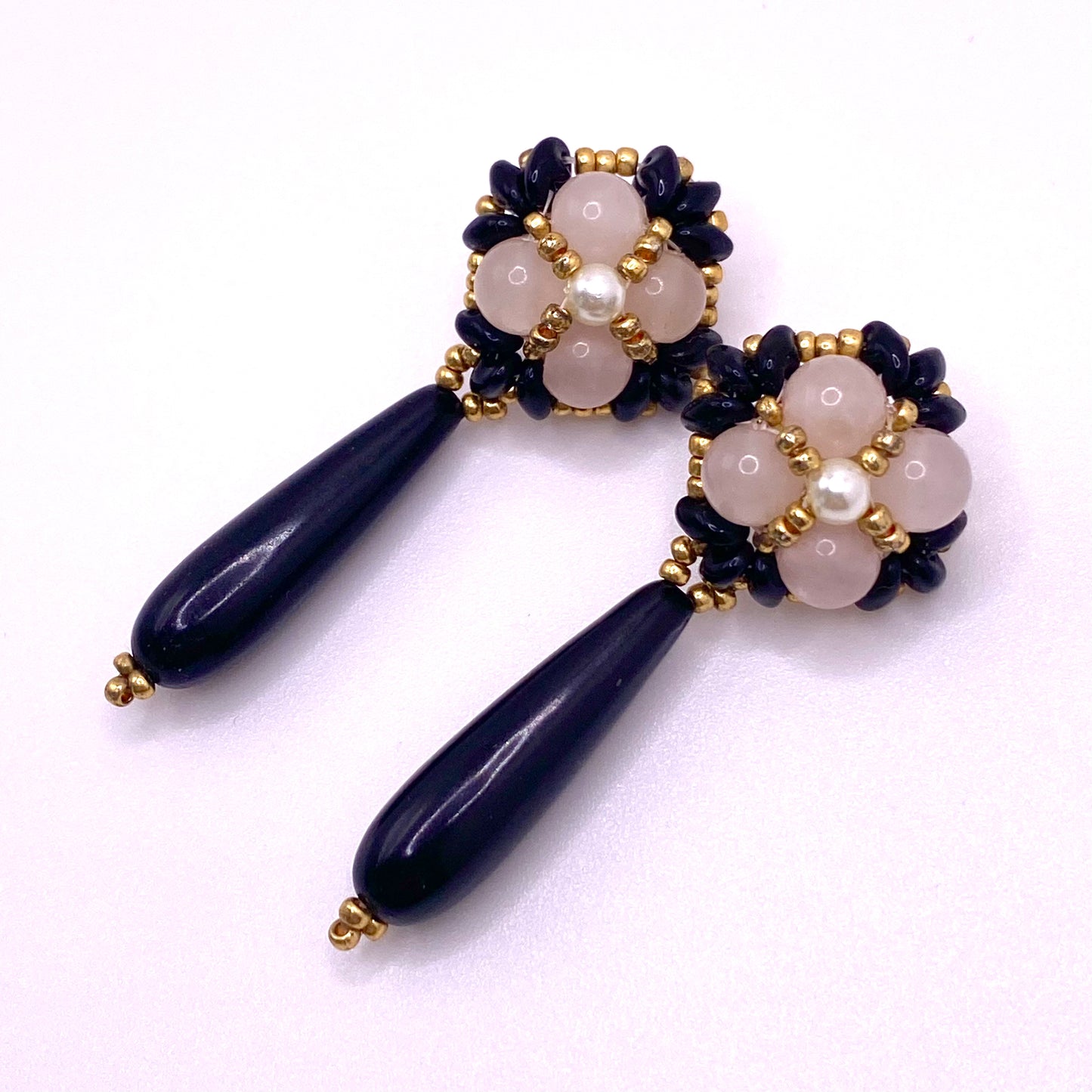 Black & Pink Drop Earrings