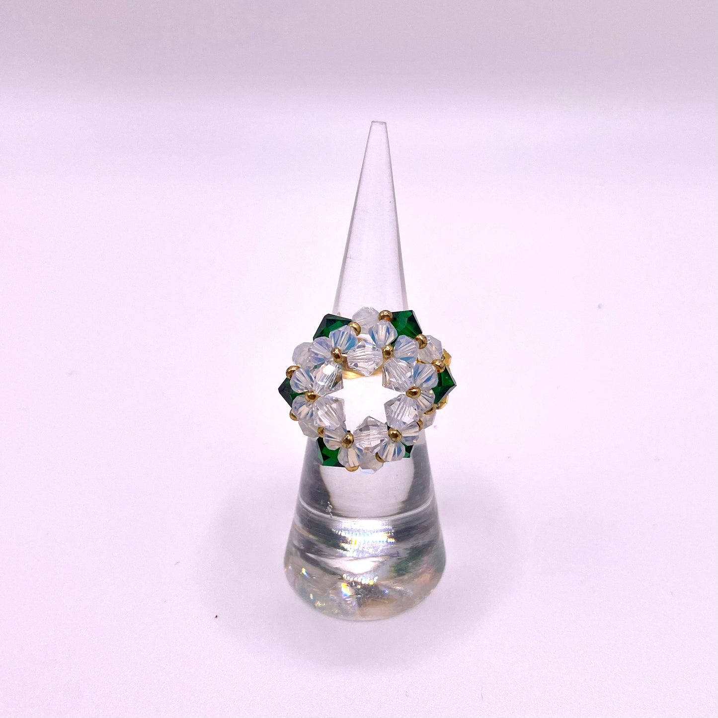 White & Green Ring