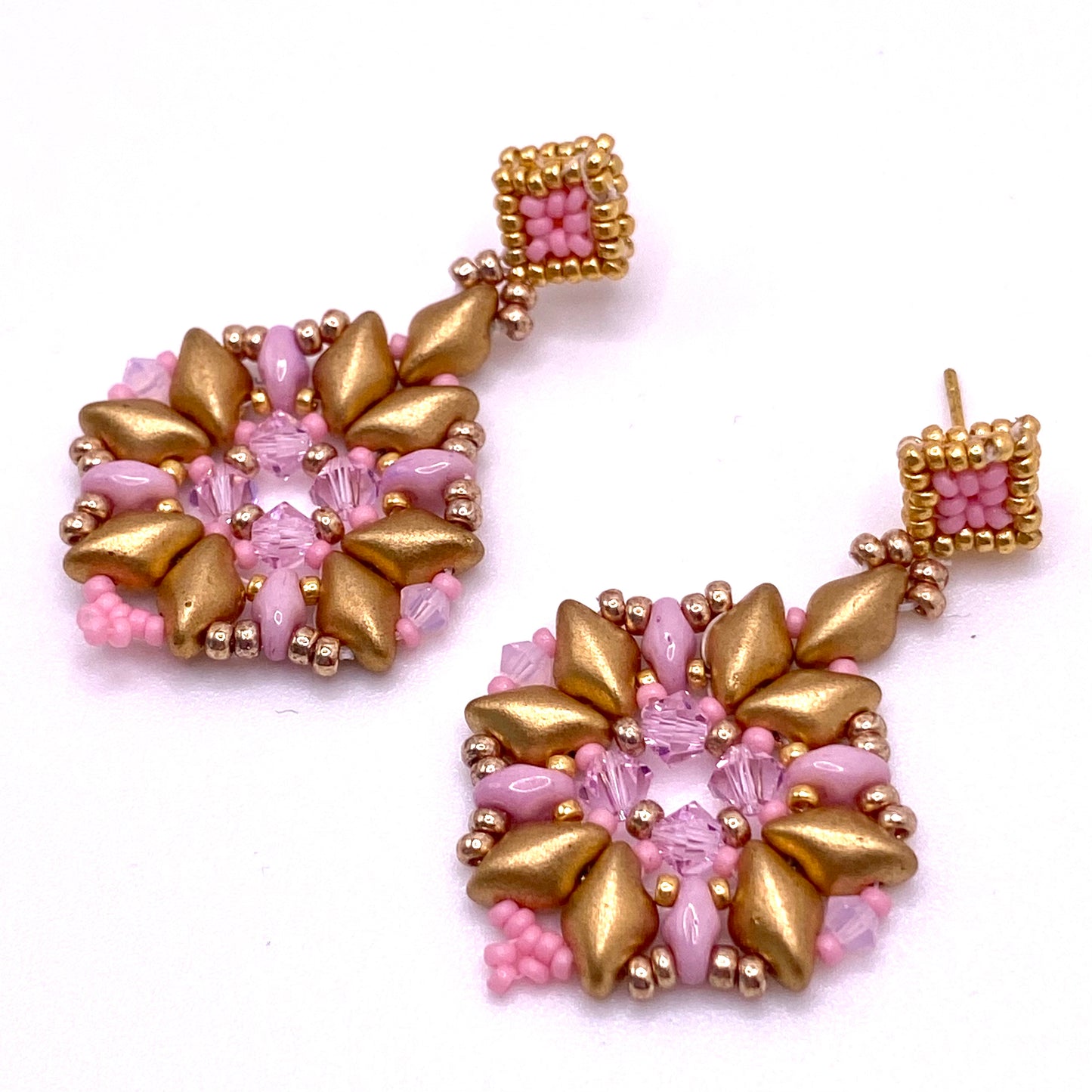 Pink & Gold Drop Earrings