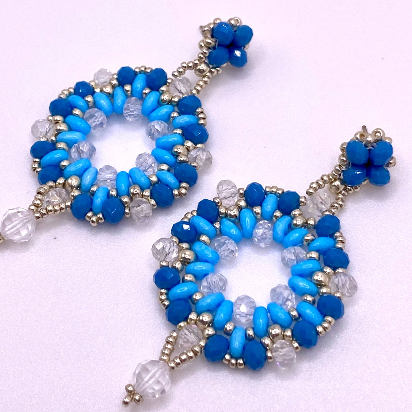 Light & Dark Blue Round Drop Earrings