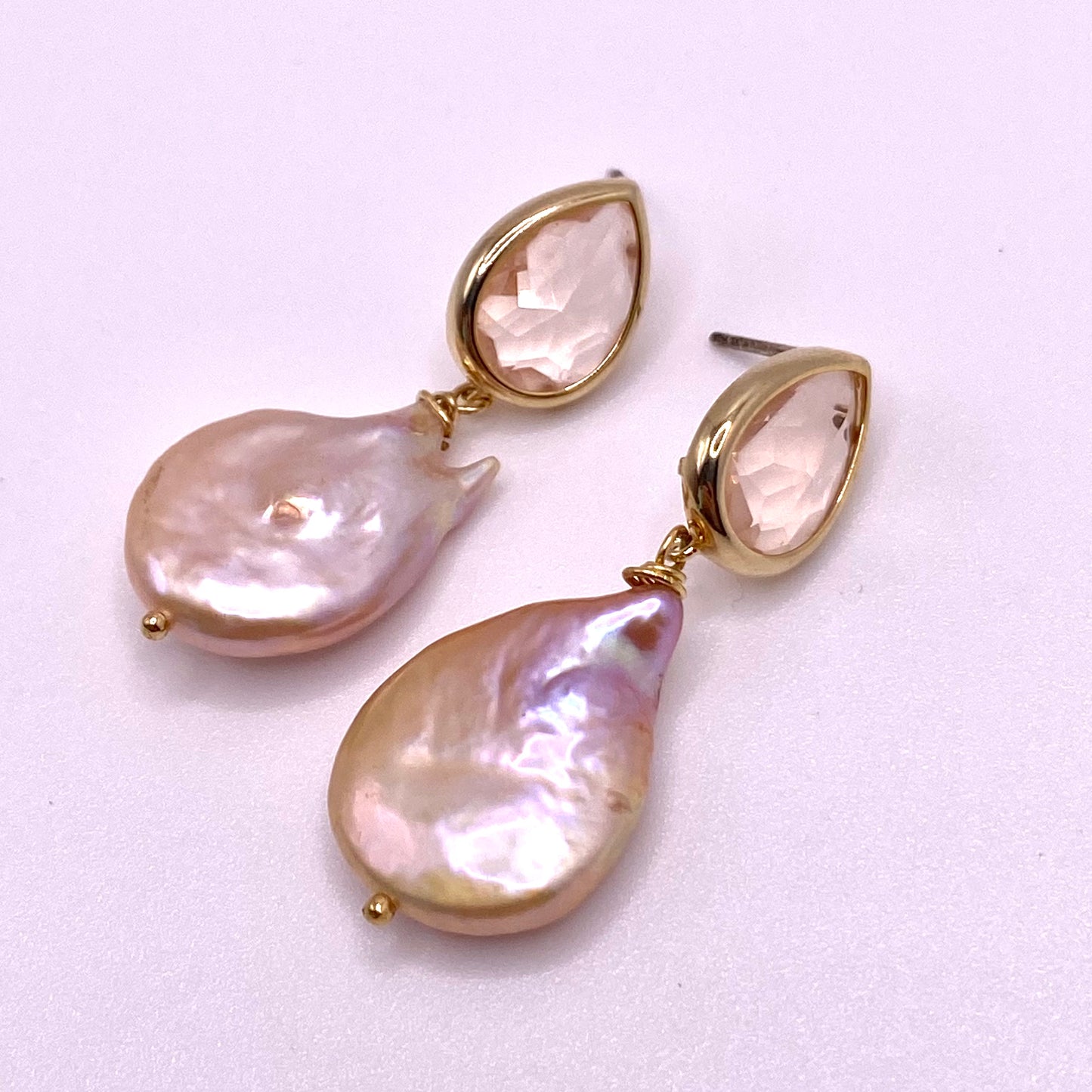 Rose Pearl Teardrop Earrings