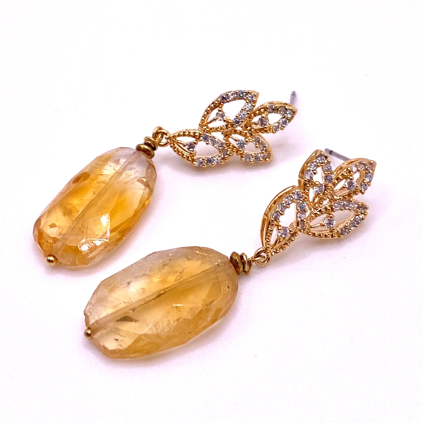 Yellow Diamond Drop Earrings