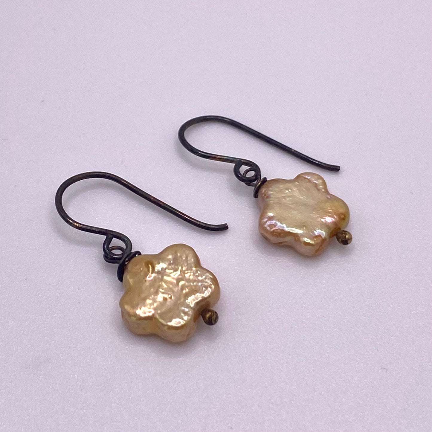 Beige Flower Drop Earrings