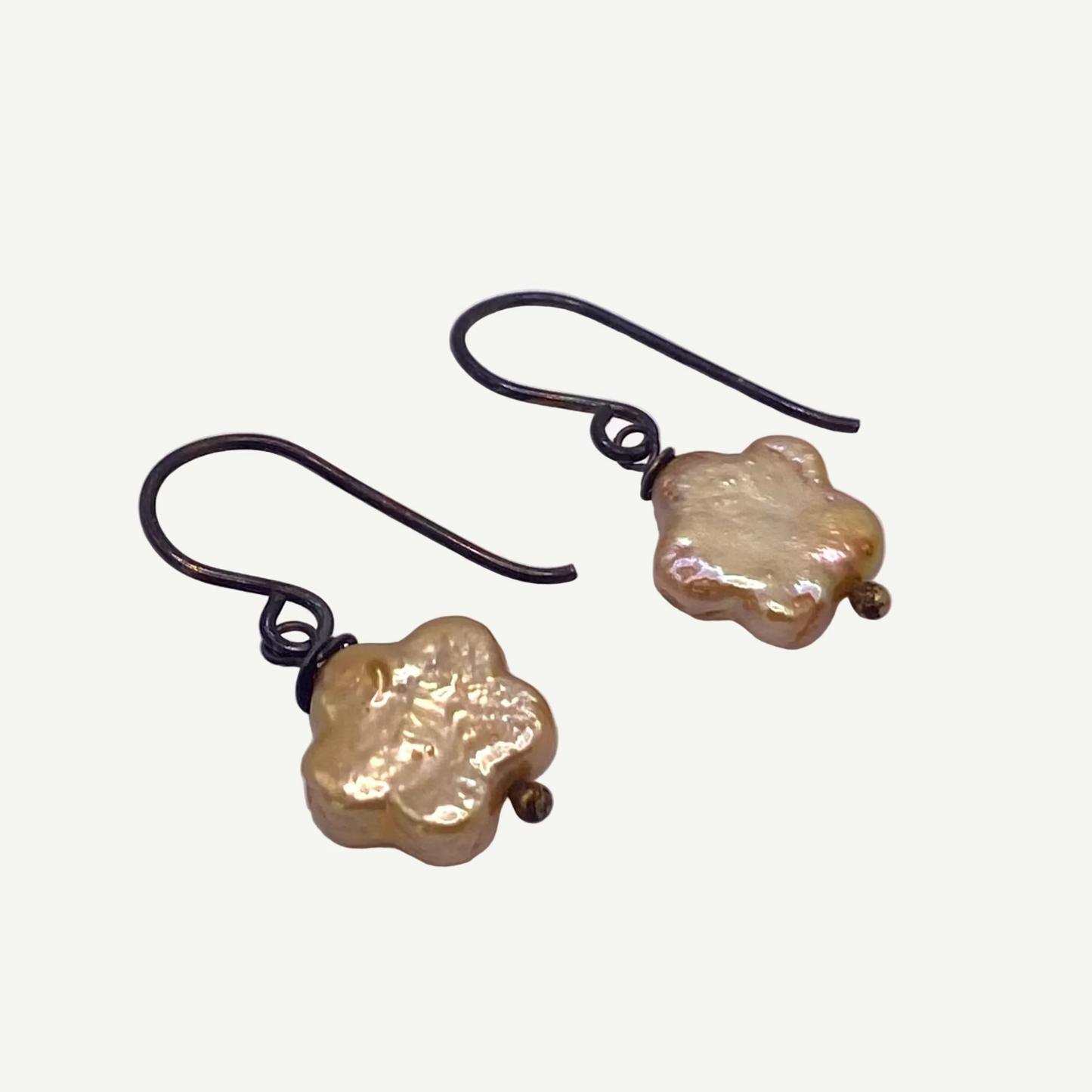 Beige Flower Drop Earrings