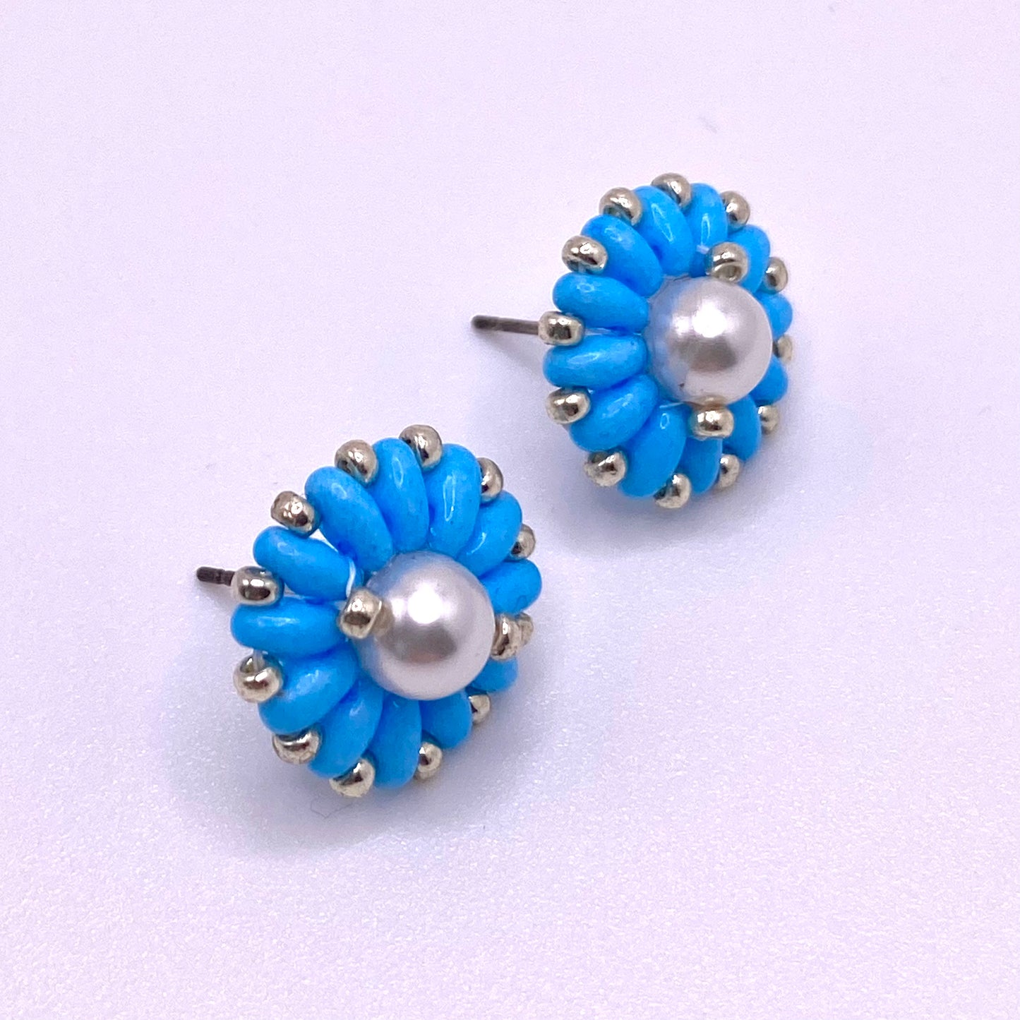 Centre Pearl & Blue Studs