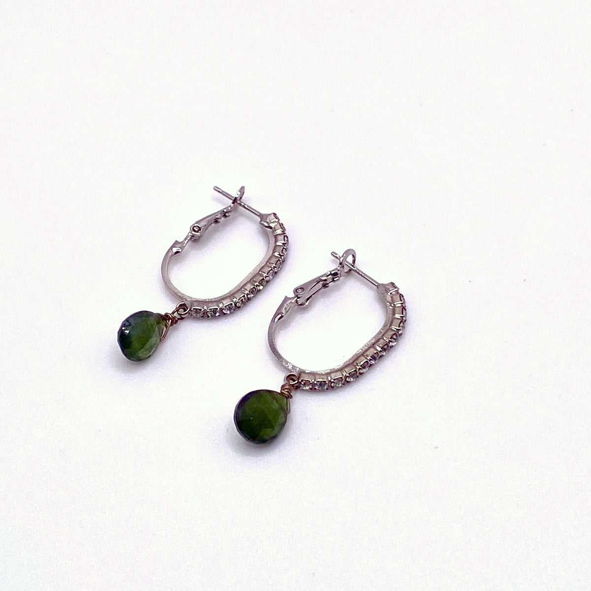 CHIOS GARNET, Green Garnet Teardrop Earrings, handmade by KOUKLA