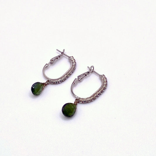 CHIOS GARNET, Green Garnet Teardrop Earrings, handmade by KOUKLA