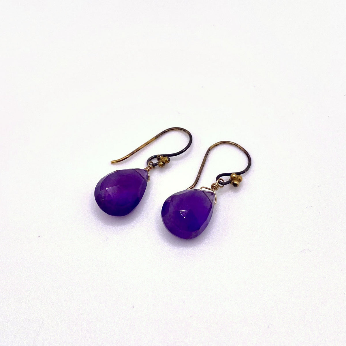 CHIOS VIOLET, Amethyst Teardrop Earrings, handmade by KOUKLA