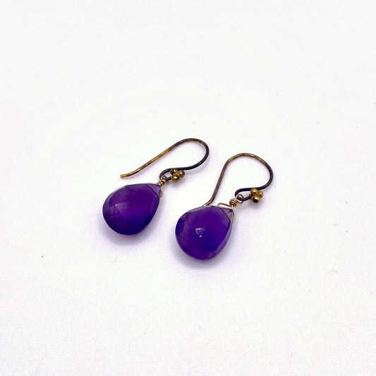 CHIOS VIOLET, Amethyst Teardrop Earrings, handmade by KOUKLA
