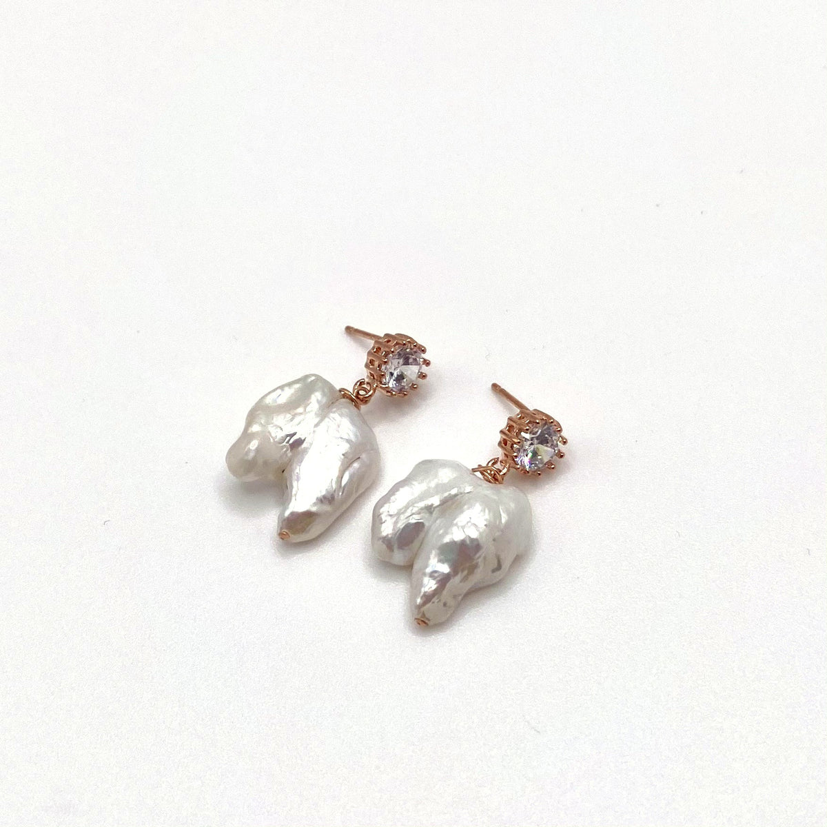 PATMOS NATURAL, Crystal Post & Natural Pearl Earrings, handmade by KOUKLA
