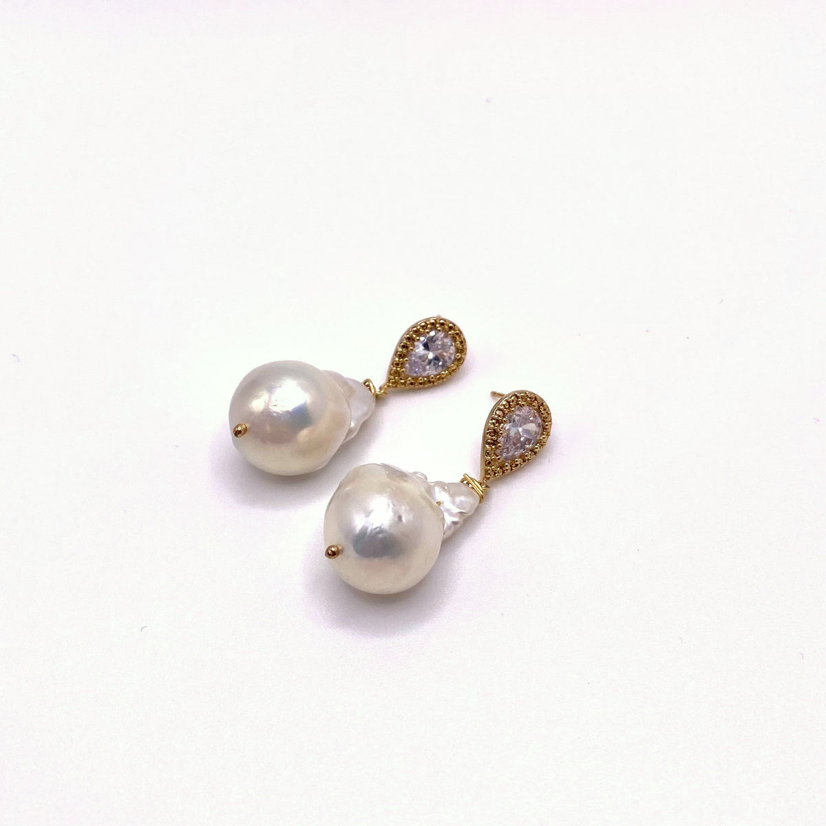 PATMOS LUXE, Crystal & Round Pearl Bridal Drop Earrings, handmade by KOUKLA