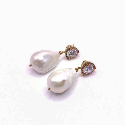 PATMOS CRYSTAL, Crystal & Freshwater Pearl Bridal Earrings, handmade by KOUKLA
