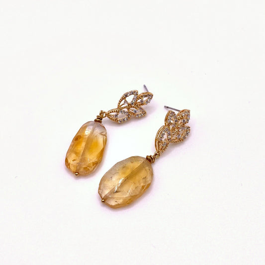 CHIOS SUN, Yellow Citrine Drop Earrings, handmade by KOUKLA