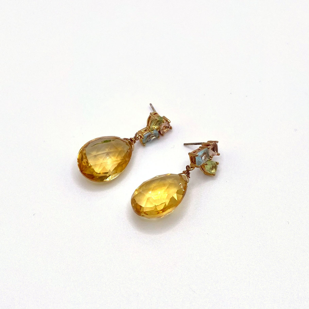 CHIOS GOLDEN, Citrine Teardrop Earrings, handmade by KOUKLA