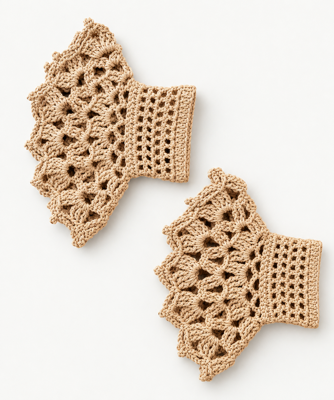KOUKLA Crochet Cuffs – Sand Lace handmade crochet cuff pair
