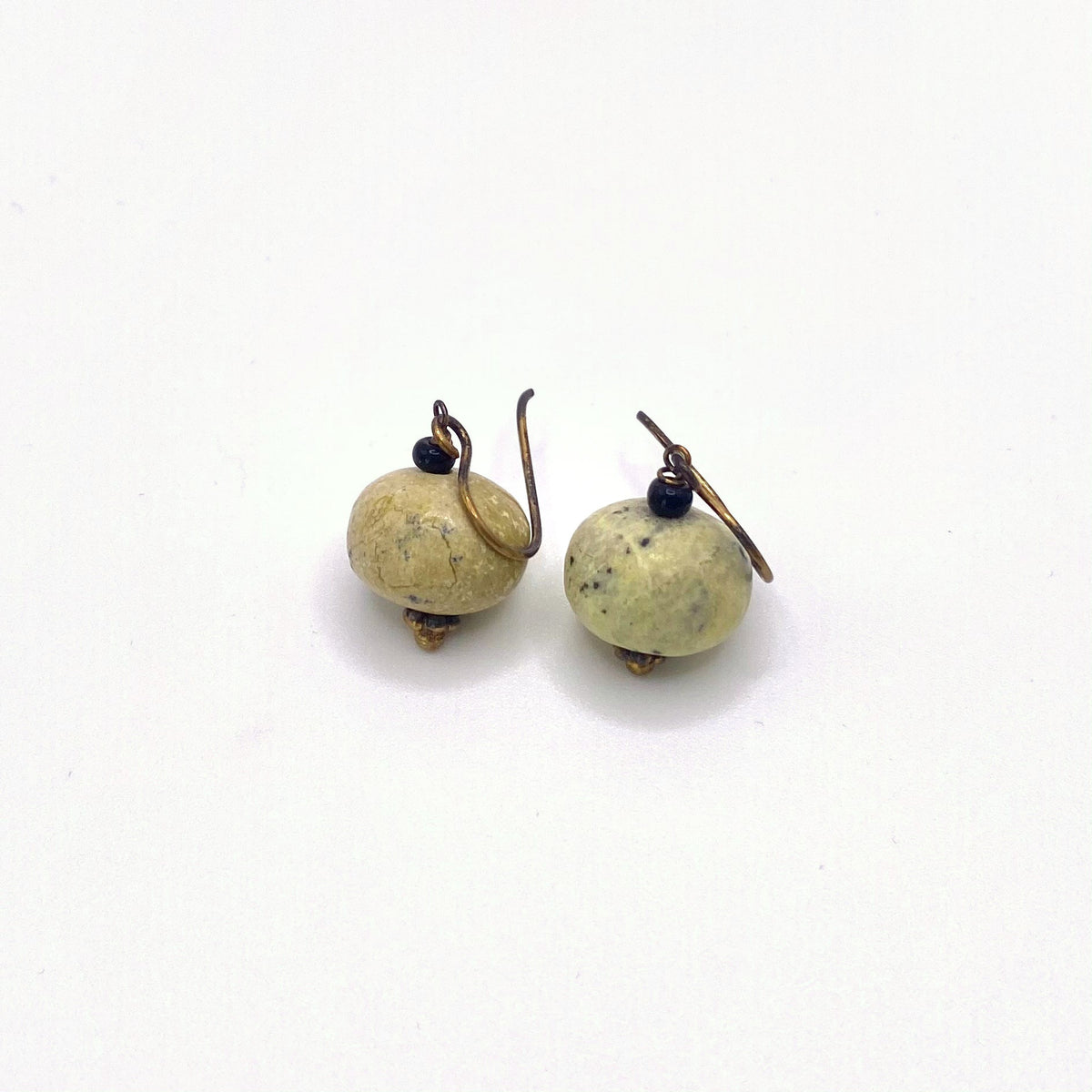 Beige Natural Drop Earrings, handmade by KouklaDesigns
