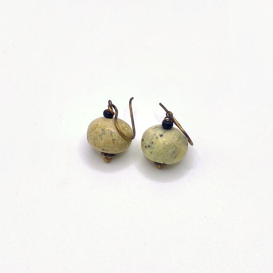 Beige Natural Drop Earrings, handmade by KouklaDesigns