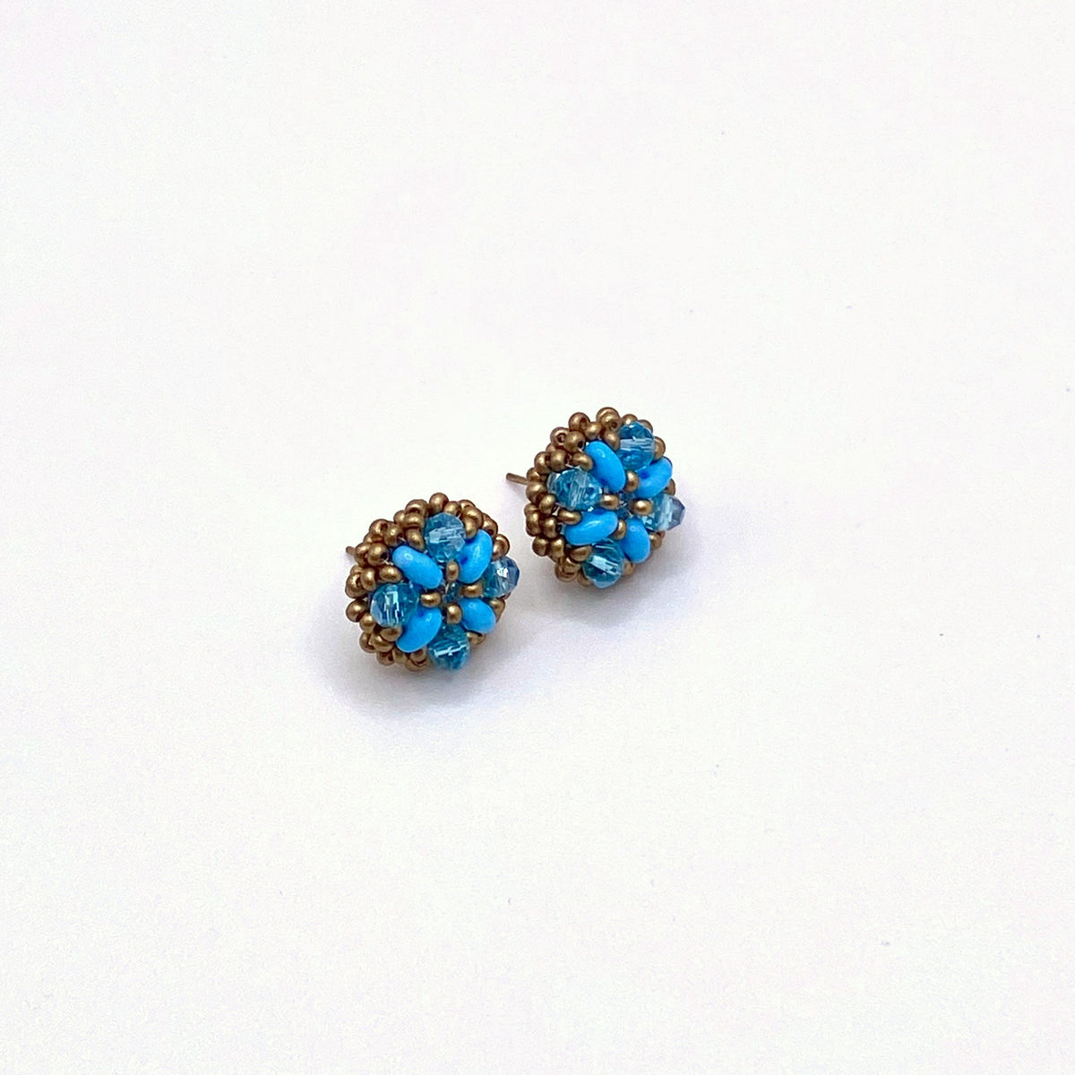 Blue & Gold Studs, handmade by KouklaDesigns