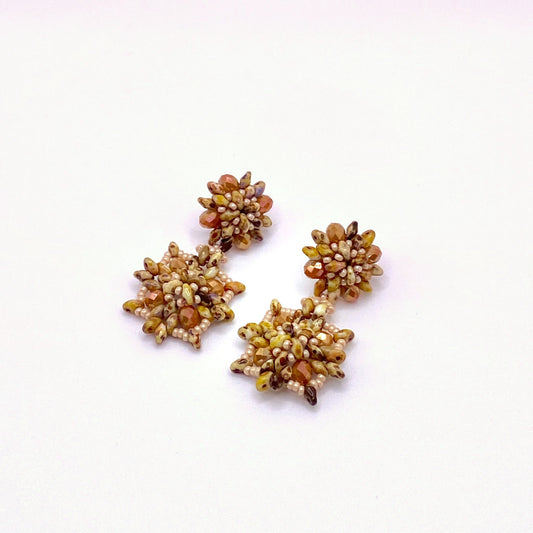 Brown & Beige Drop Earrings, handmade by KouklaDesigns