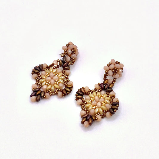 Brown & Beige Drop Earrings, handmade by KouklaDesigns