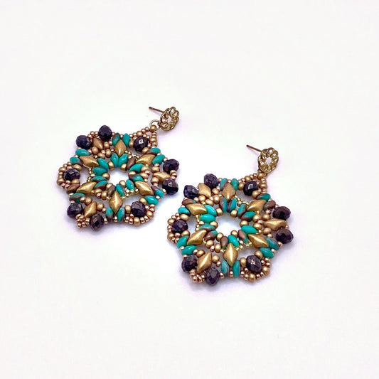 Brown & Green Drop Earrings, handmade by KouklaDesigns