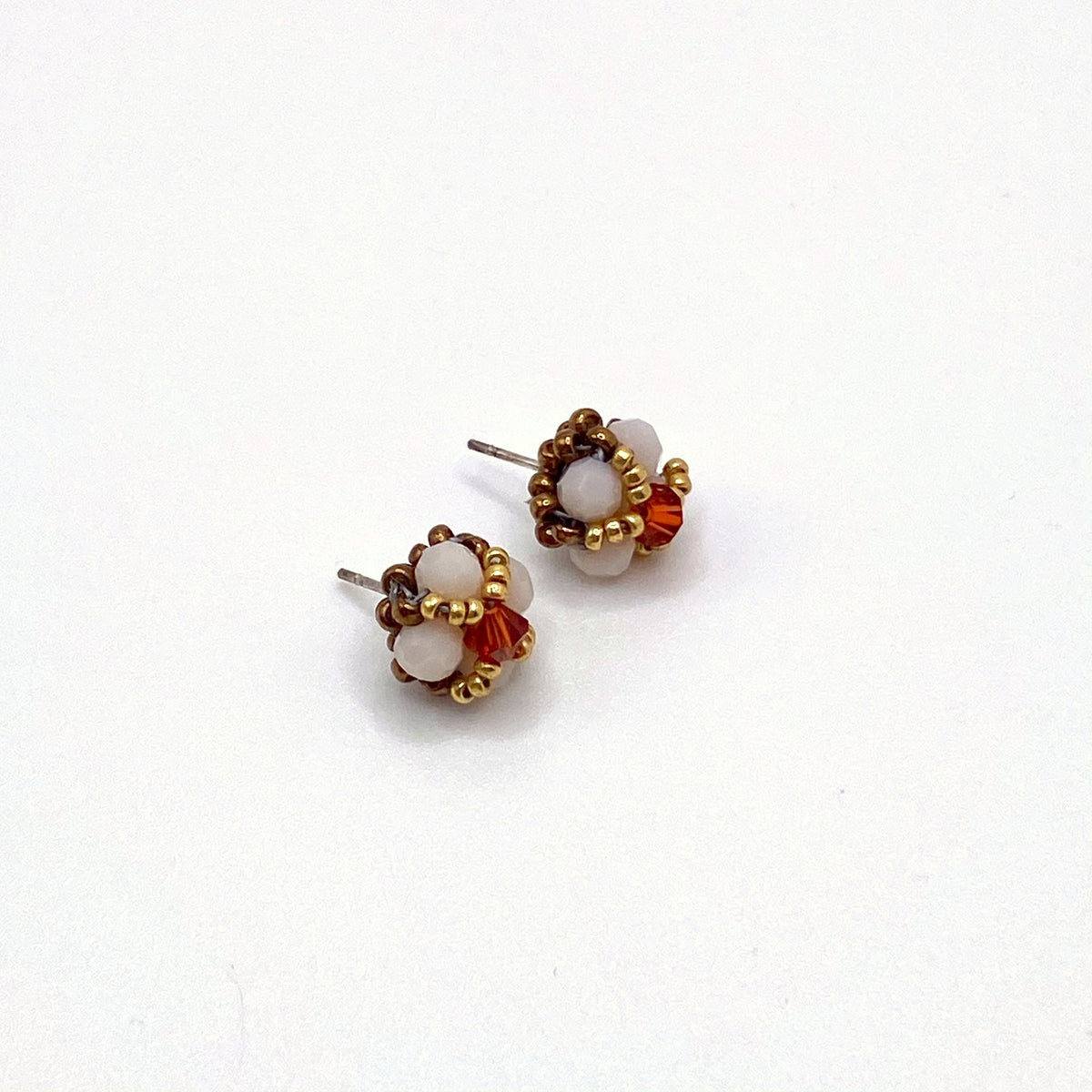 Brown & White Studs, handmade by KouklaDesigns