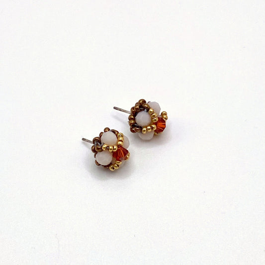 Brown & White Studs, handmade by KouklaDesigns
