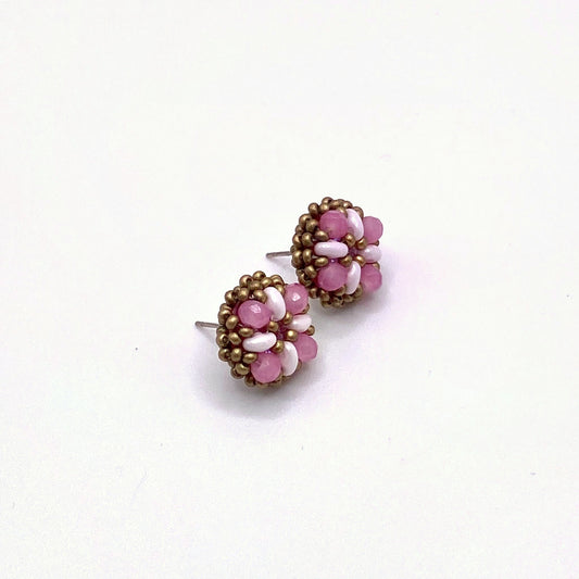 Gold & Pink Studs, handmade by KouklaDesigns