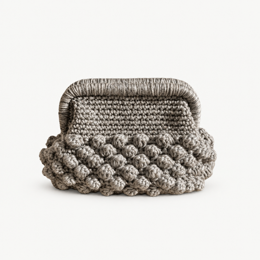 NAXOS STEEL handmade bag, full product view on off-white background