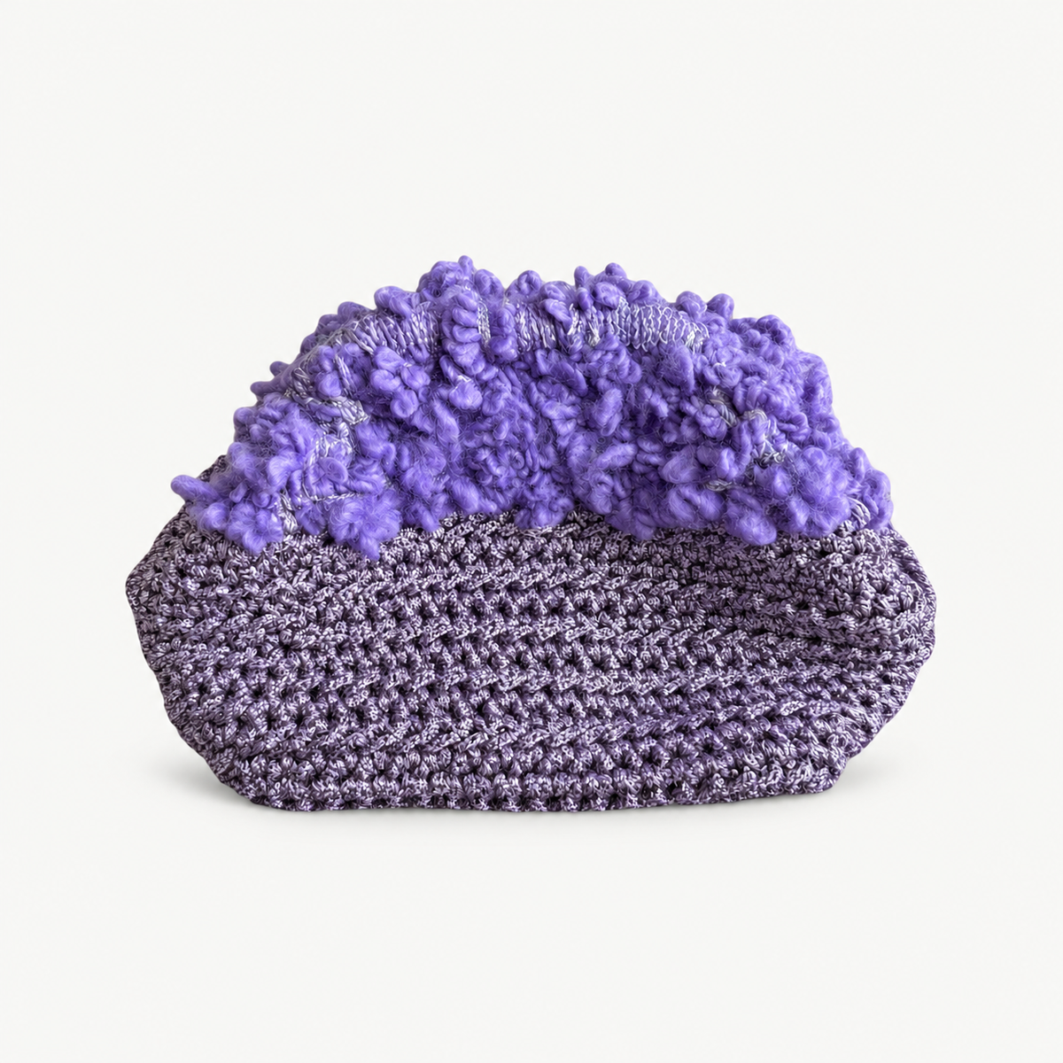 CORFU LAVENDER handmade bag, full product view on off-white background