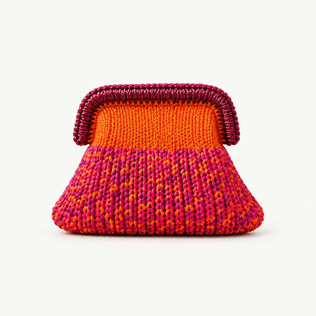 IOS FIESTA — Handmade Crochet Clutch handmade bag, full product view on off-white background