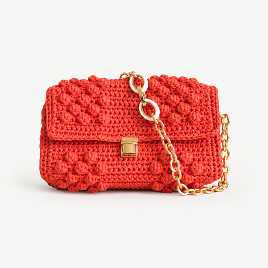 Portofino handmade bag, full product view on off-white background