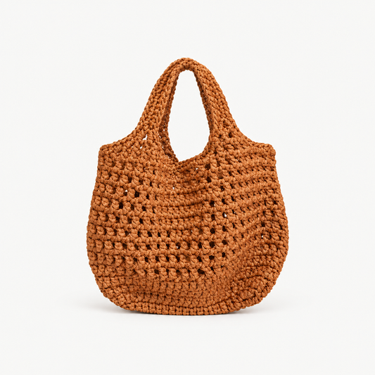 HYDRA handmade bag, full product view on off-white background