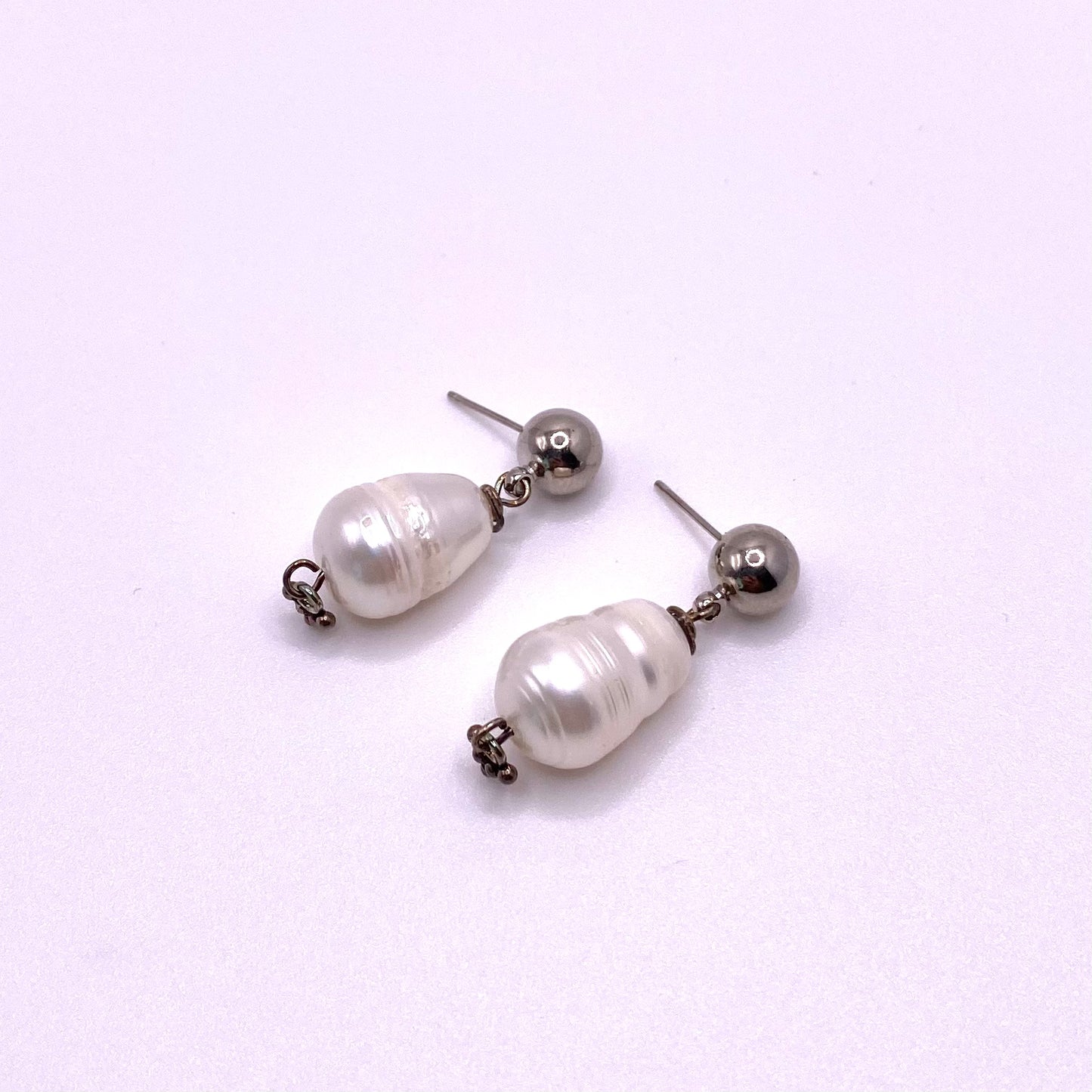 Silver Pearl Drop Earrings