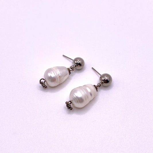 Silver Pearl Drop Earrings