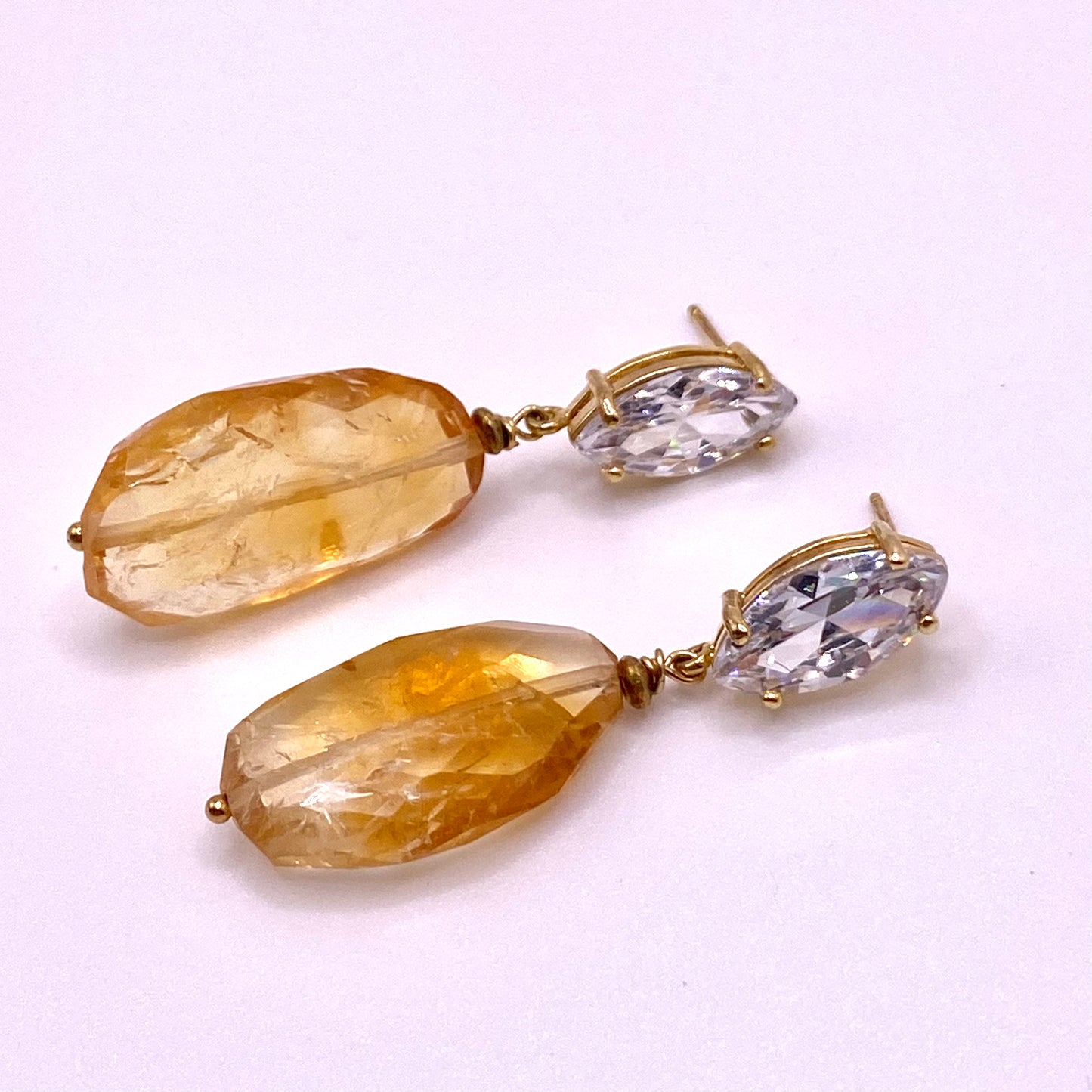 Yellow Diamond Drop Earrings