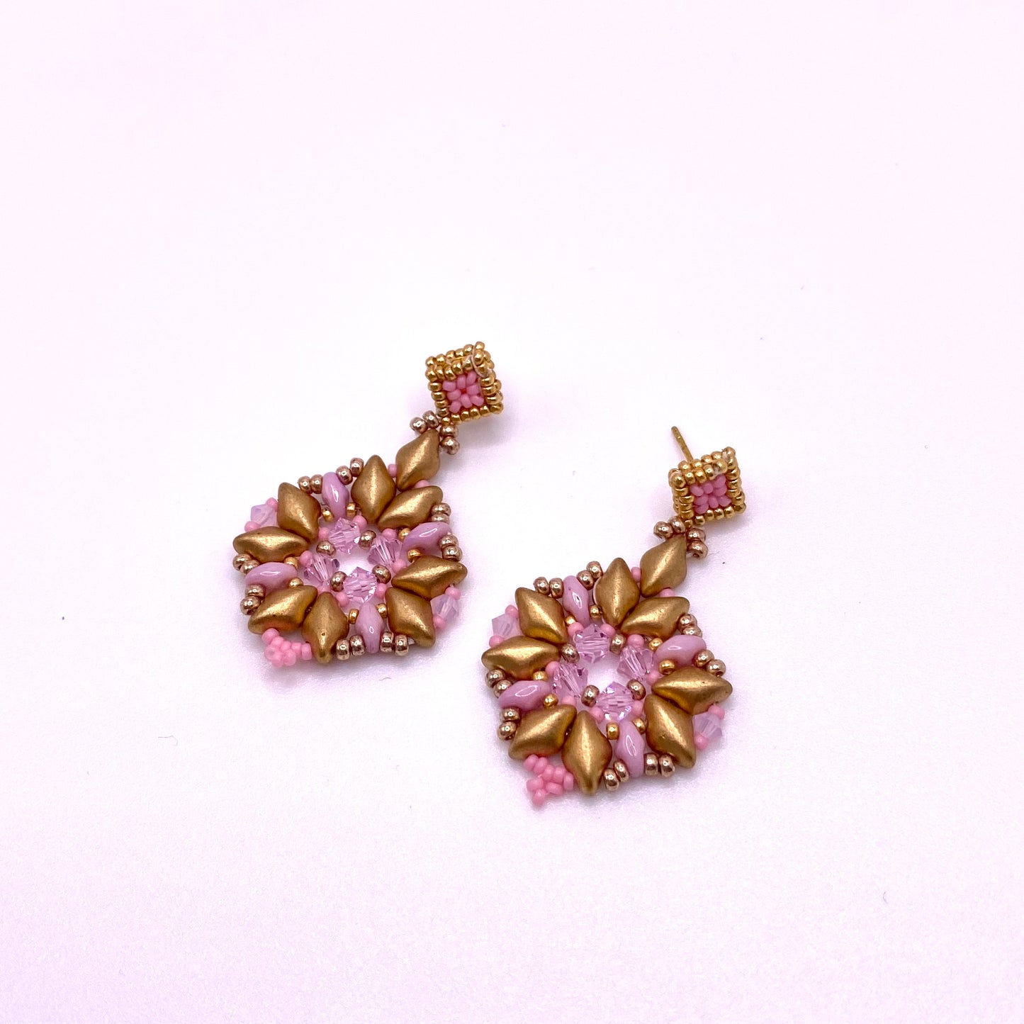 Pink & Gold Drop Earrings
