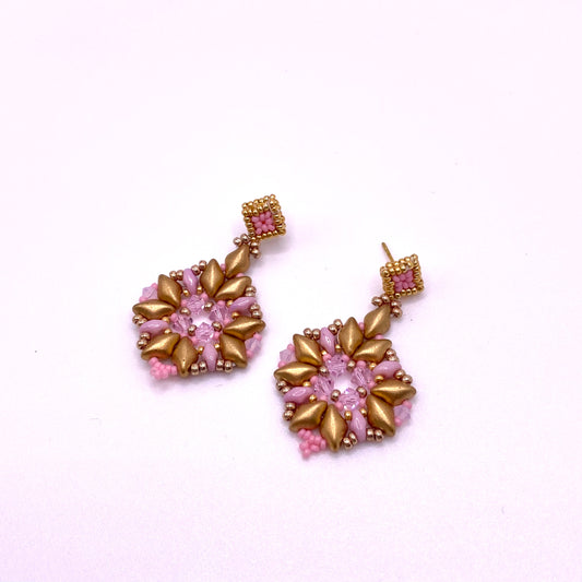 Pink & Gold Drop Earrings
