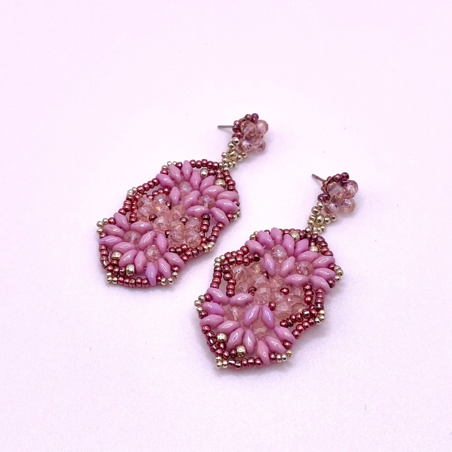 Pink Oval Drop Earrings