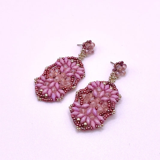 Pink Oval Drop Earrings