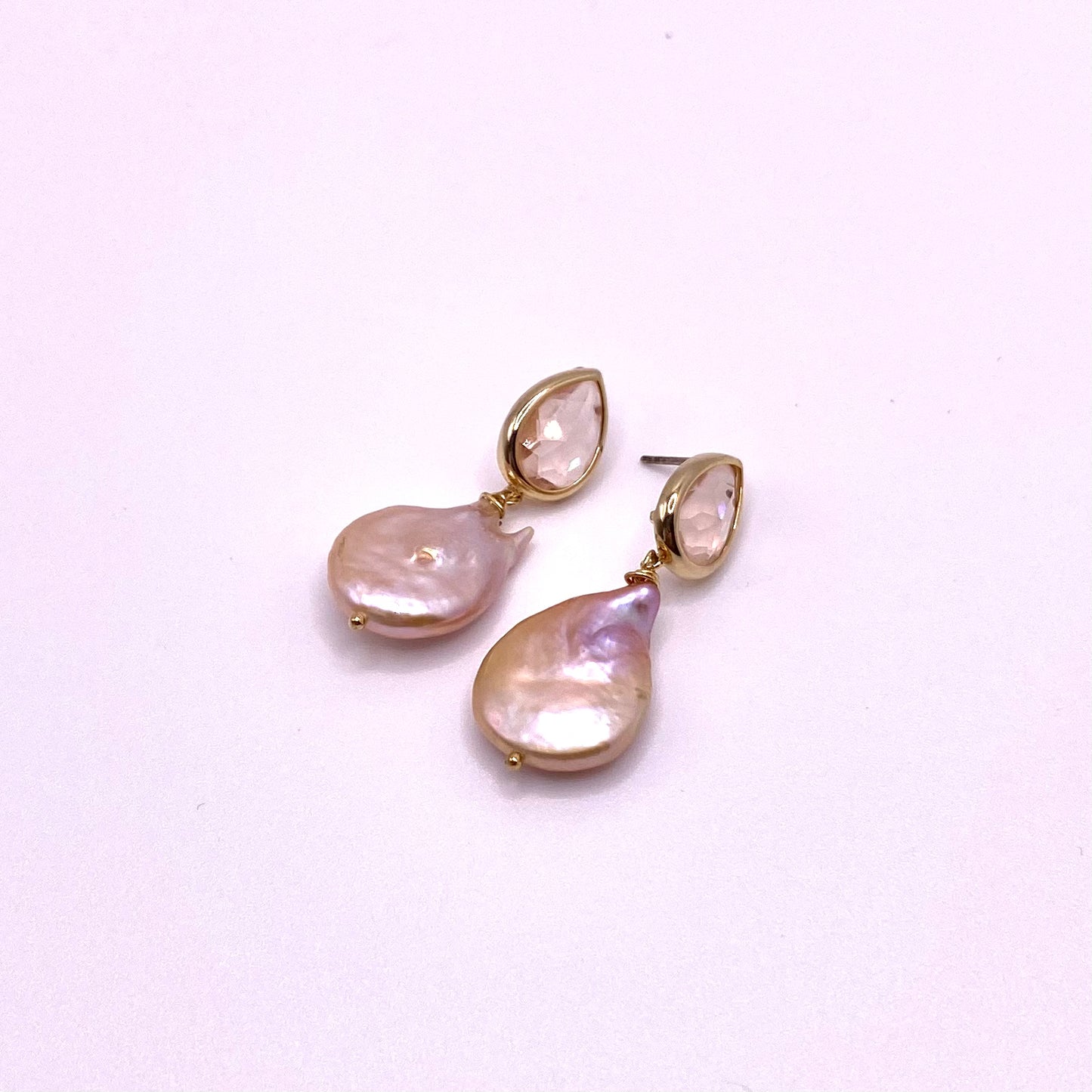 Rose Pearl Teardrop Earrings