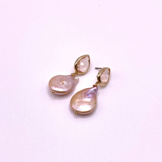 Rose Pearl Teardrop Earrings