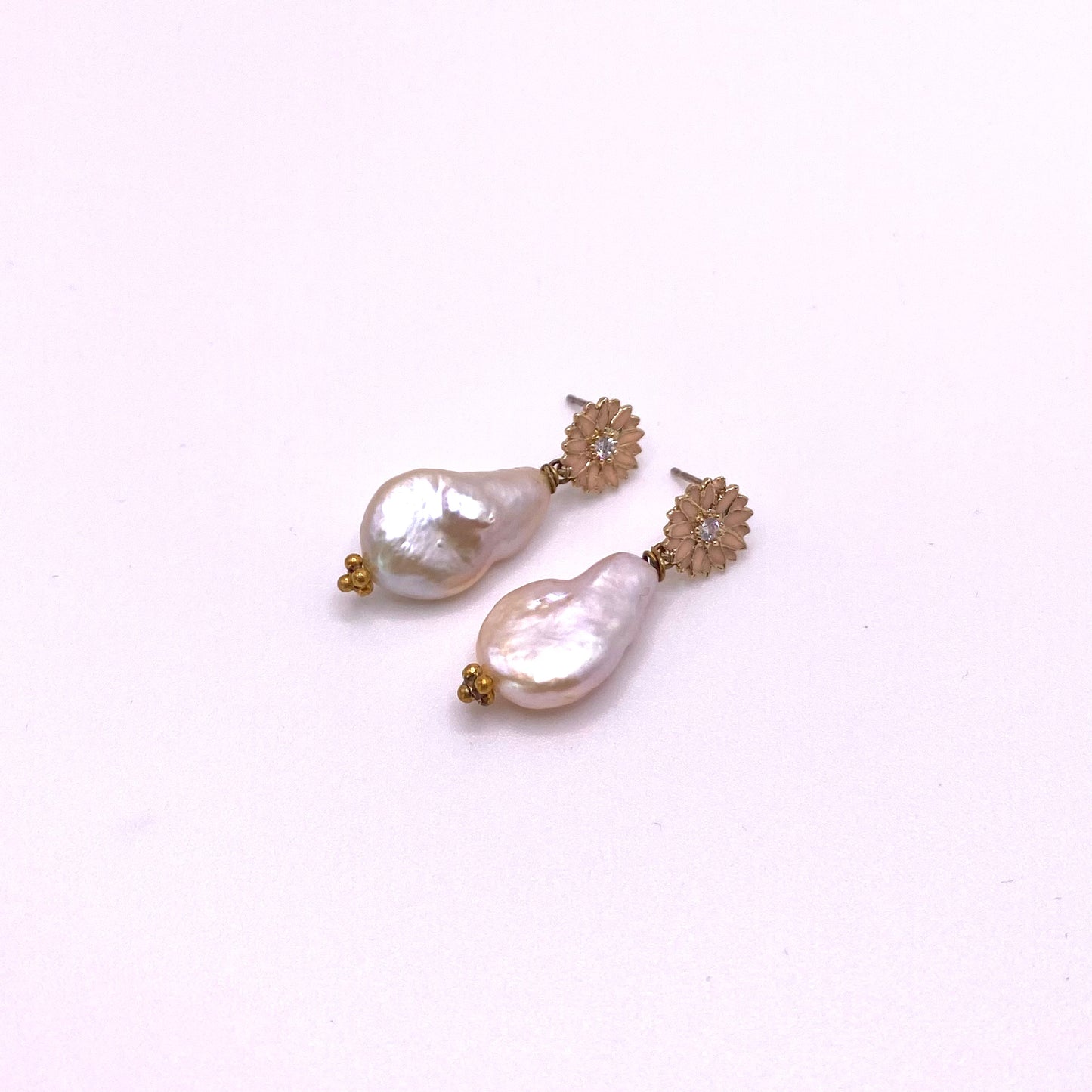 Rose Flower Pearl Earrings