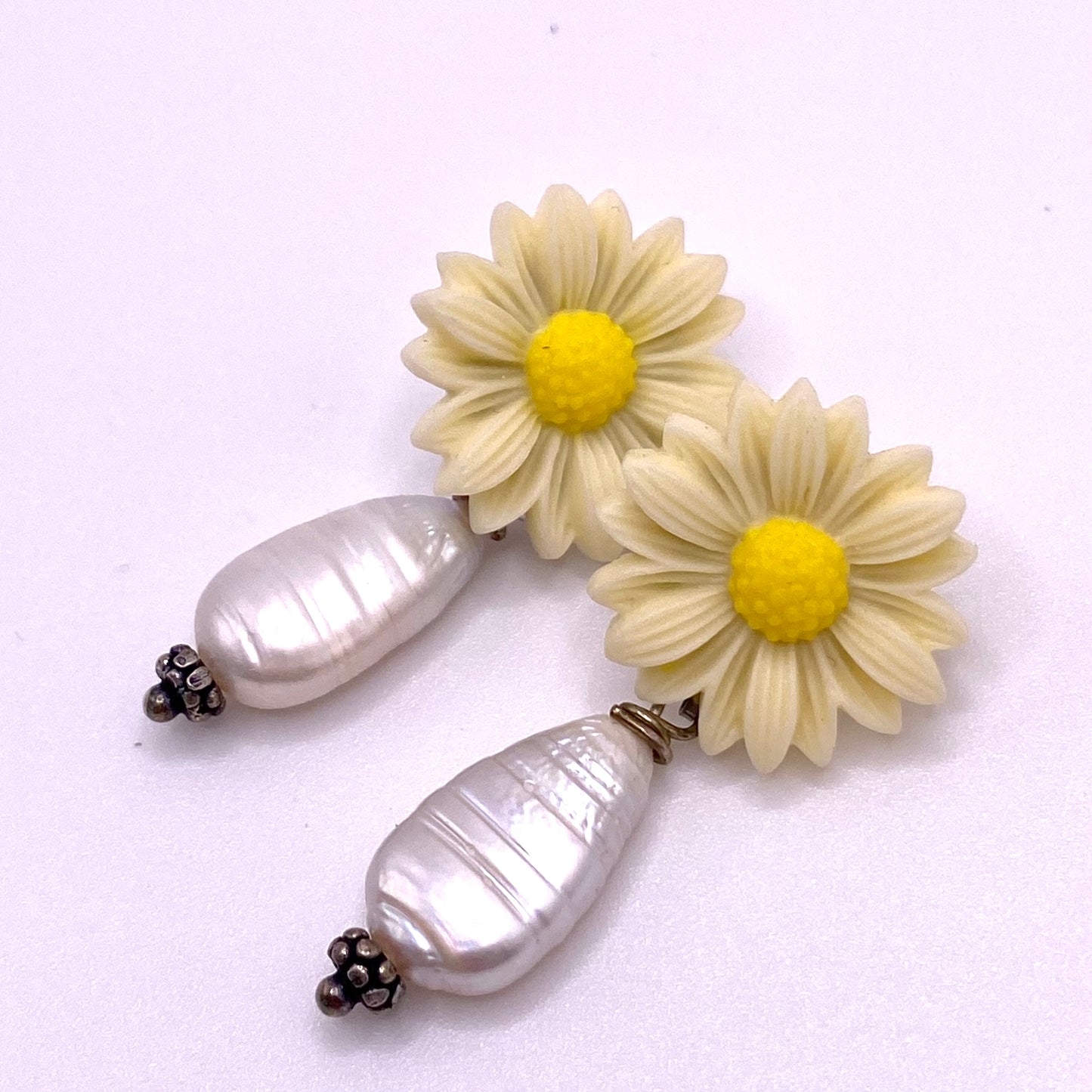 Flower Pearl Drop Earrings