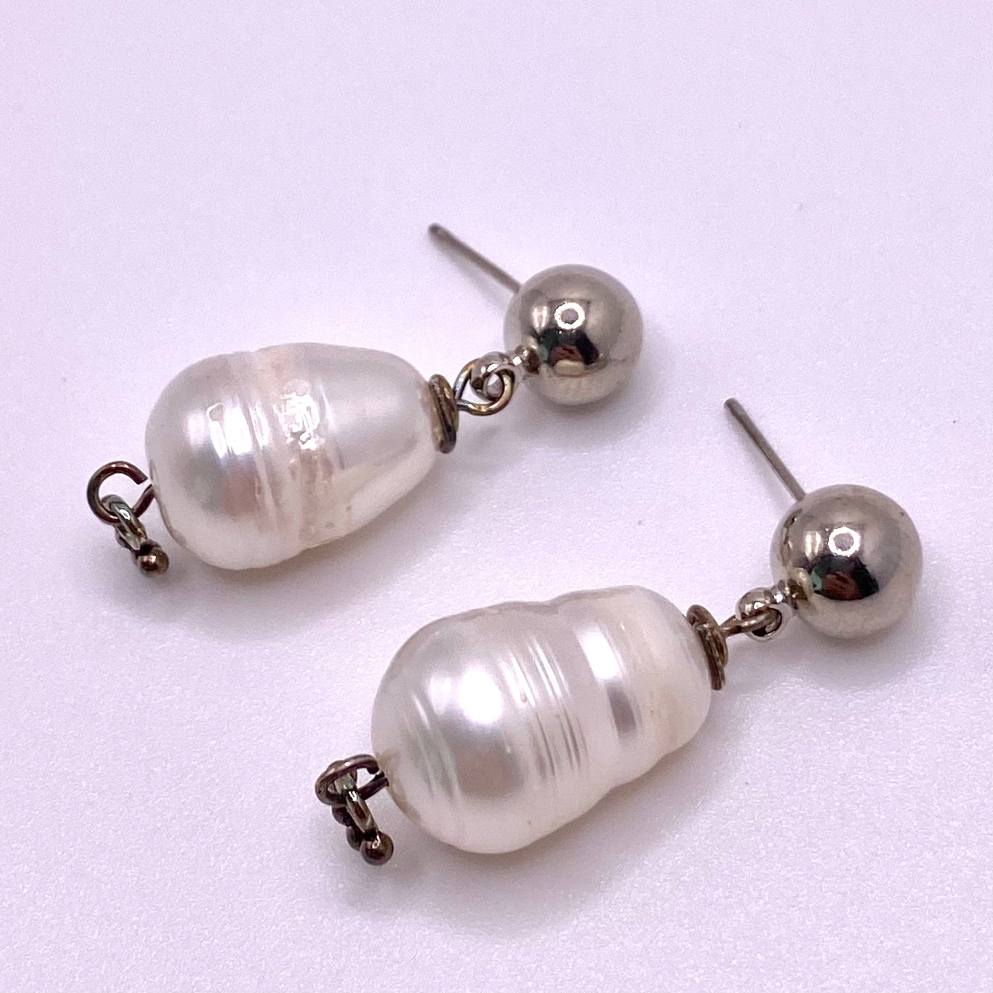 Silver Pearl Drop Earrings