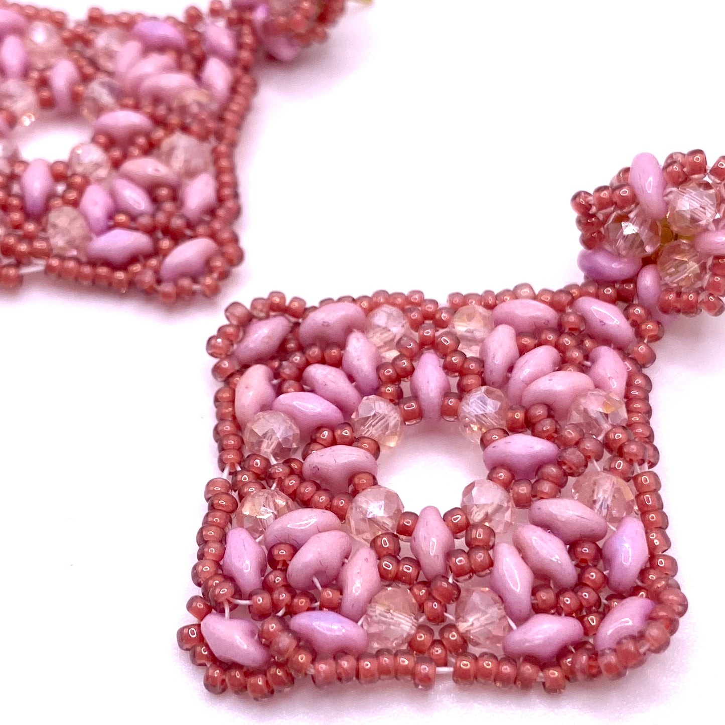 Pink Square Drop Earrings