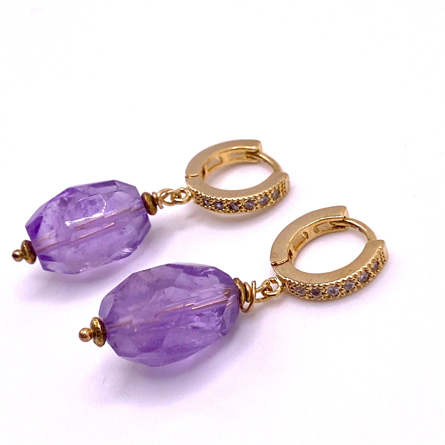 Purple & Gold Diamond Details Earrings